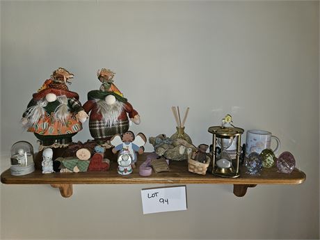 Mixed Home Decor: Fall Gnomes / Glass Eggs / Brass Timer & More