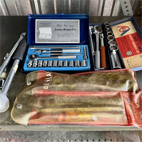 Vintage Socket Wrench Sets - Dunlap, Forest City, Action and Wright
