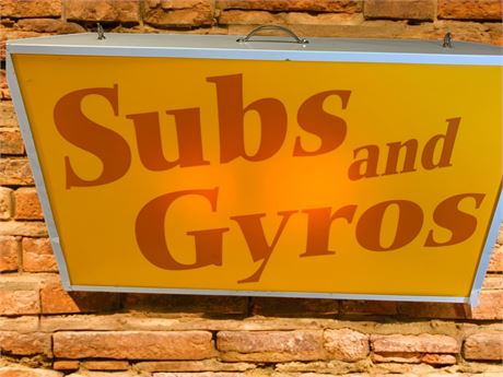Lighted Sign - Subs and Gyros Advertising Sign in Red and Yellow