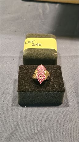 10k Ruby Cluster Cocktail Ring Sz 10 3.6 dwt