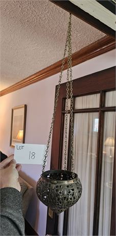 Cast Metal NB & LW Reading PA Antique Hanging Lantern