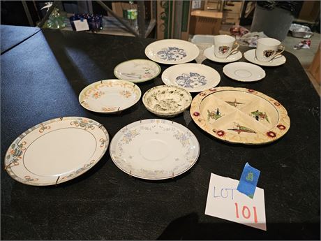 Mixed Replacement Teacup Saucers & Lighthouse 4-Part Bowl