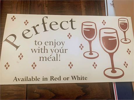 Cardboard Restaurant Sign Promoting Wine Pairing