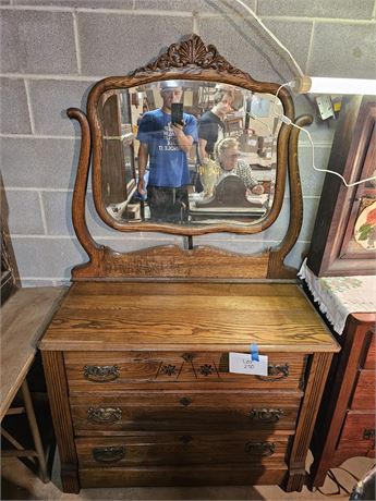 Antique Wood Dresser & Mirror