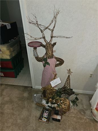 Wicker Deer 53" Tall / Lying Wicker Deer / Metal 2ft Tree & More
