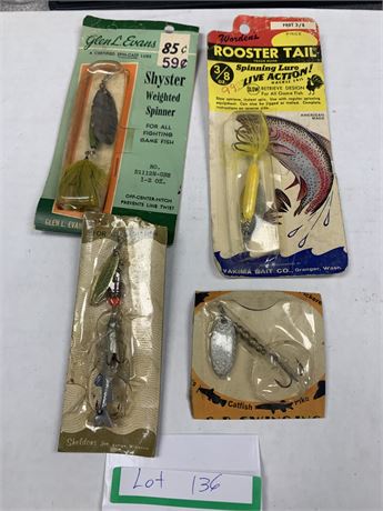 Vintage Lure Lot of 4 - Glen Evans - Shyster - Worden's Rooster Tail