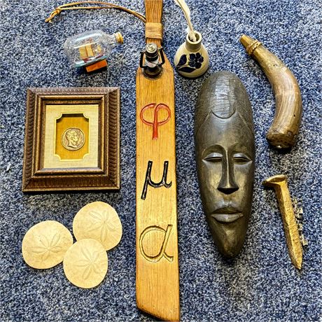 Mixed Lot of Vintage Collectibles - Tribal Mask, Knick Knacks and More