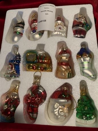 Vintage Hand Blown Glass Ornament - Lot of 12 - Santa, Train, Bear & More