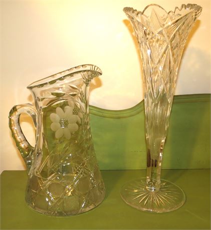 Crystal Vase & Pitcher