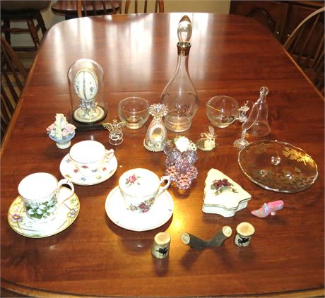 Mixed Lot: Tea Cups, Glassware, Decor, Collectibles