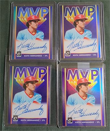 4 Keith Hernandez Auto #'d Cards