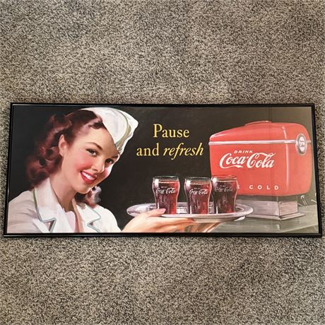 Coca-Cola "Pause and Refresh" Framed Wall Decor - 36 x 16"