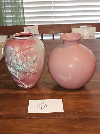 California Pottery Vase 3520 & Haeger Mauve Vase