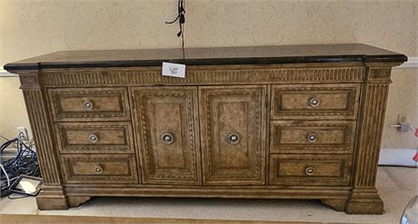 Large Washed Wood & Faux Marble Top Dresser