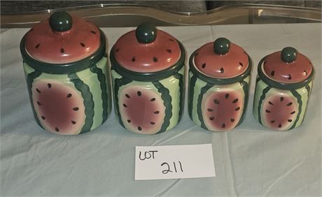 Vintage Ceramic Watermelon Jars/Cookie Canisters