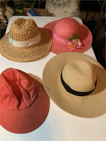 Ladies Summer Straw Hat Lot of 4