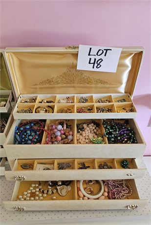 Large Jewelry Box With Mixed Costume Jewelry