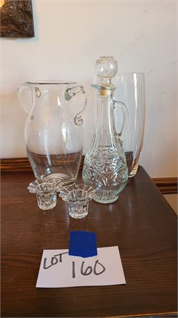 Mixed Glass Lot: Vases / Decanter & More