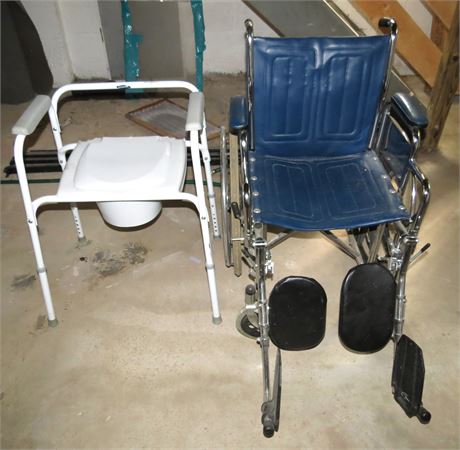 Invacare Wheel Chair, Portable Commode