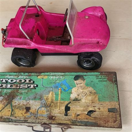 Nylint Pressed Steel Pink Dune Buggy Toy Car