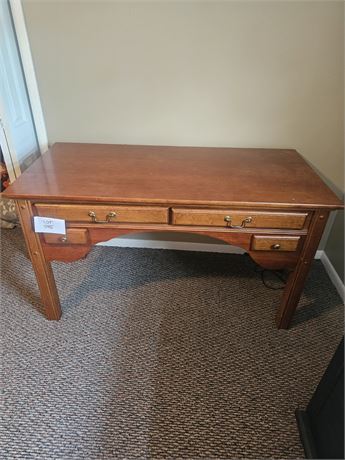 Wood Office Desk With Brass Pulls