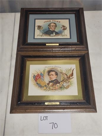 Stone Lithograph Cigar Box Label Framed Franklin Pierce & John Tyler