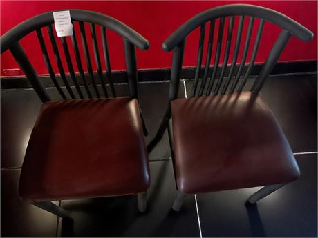 Vinyl Restaurant Pub or Diner Chair Set of 2 In Maroon & Black (Vintage)