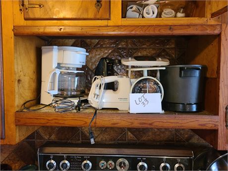 Mixed Small Appliance Lot - Scales / Fryer / Mr. Coffee / Black & Decker Mixer