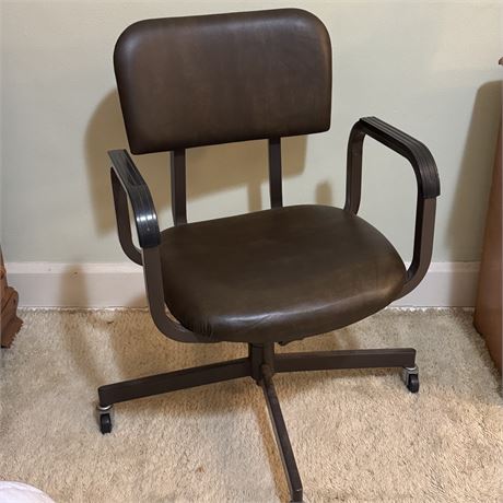 Brown Vinyl Upholstered Adjustable Office Chair