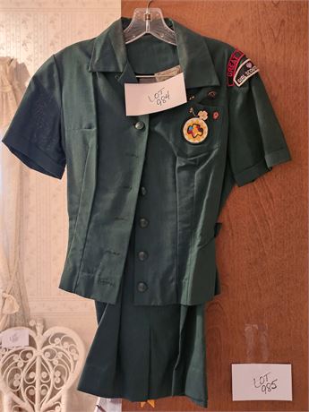 Vintage Girl Scout Uniform with Patches & Badges