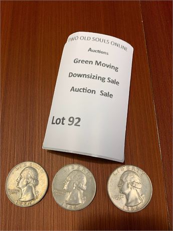 1964 Silver Quarter Coins (90% Silver) - Lot of 3