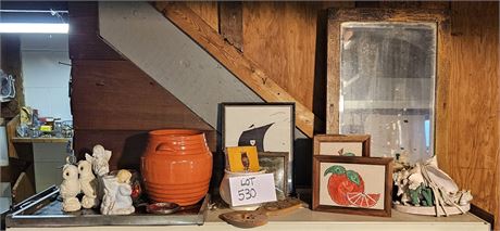 Mixed Decor- Wall Mirror, Pin Art, Shell Lamp, Figurines & More