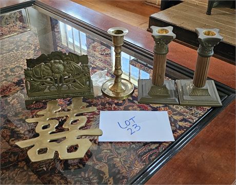 Vintage Brass Italian Napkin Holder, Candle Sticks & More