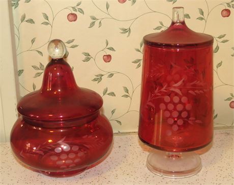Cranberry Glass Candy Dishes