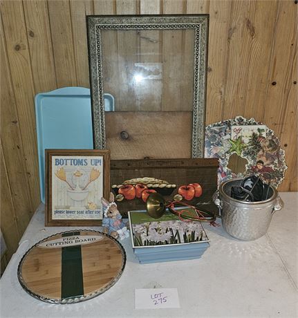 Mixed Misc Lot: Frames/HP Apple Painting on Wood/Wall Decor & More