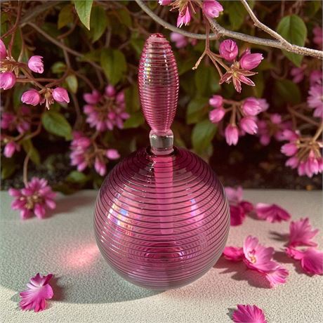 Bob Crooks Hand-Blown British Pink Spiral Glass Scent Bottle