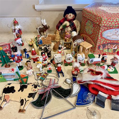 Lot of Vintage Christmas Ornaments w/ Wooden, 12 Days & Misc.
