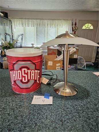 Office Desk Lamp & Ohio State Lidded Tin