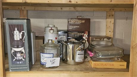 Kitchen Lot- Thermal Beverage Servers, Fondue Set, Platters, Cake Pans & More