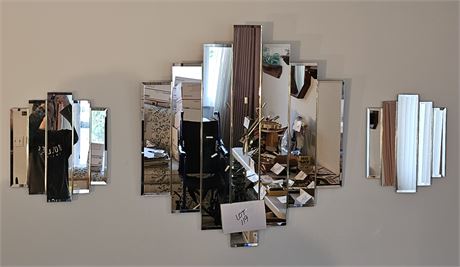 Glass Mirror Wall Clock With Accent Mirror Pieces