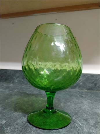 9" Tall Mid Century Italian Empoli Green Glass Brandy Snifter Vase