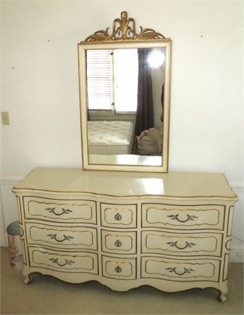 French Provincial Dresser With Mirror
