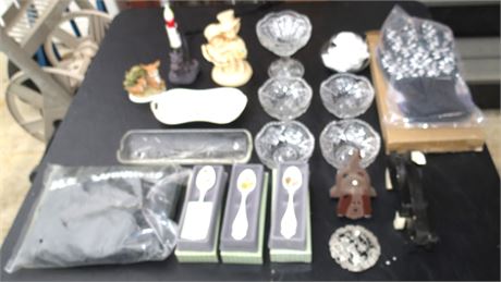 Crystal, Figurines, Avon Spoons, etc