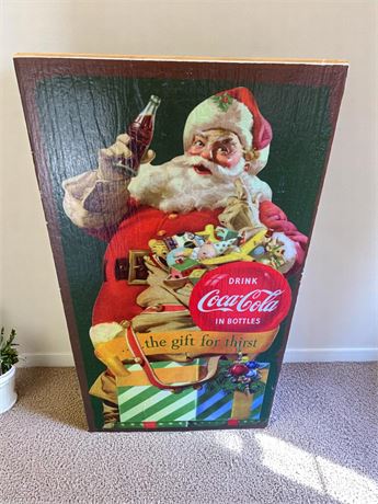 Coca Cola Santa Claus Wood Sign "The Gift for Thirst" - Hanging or Leaning