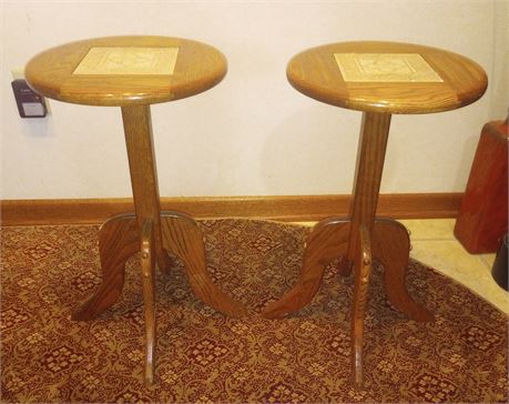 2 Wood Accent Tables/ Plant Stands