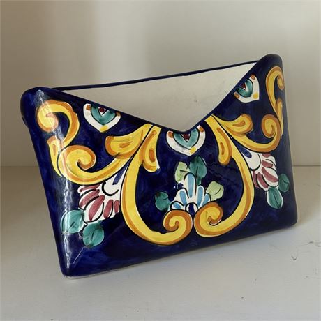 Italian Hand Painted Art Pottery Letter Holder