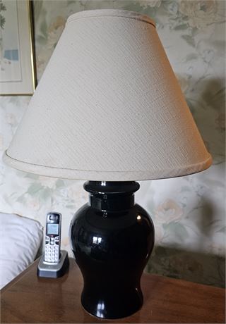 Black Ceramic Table Lamp w/Shade 2 of 2