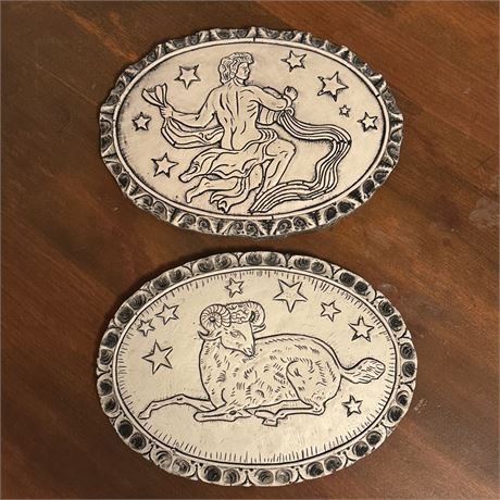 Vintage 1960's Ceramic Zodiac Wall Plaques