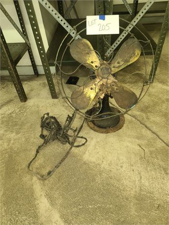 Antique R&M Brass Blade Fan with Metal Cage