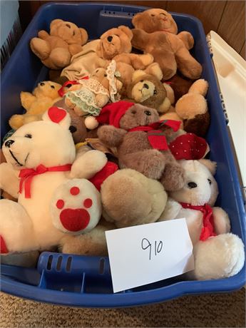 Tote of Adorable Stuffed Plush Teddy Bears